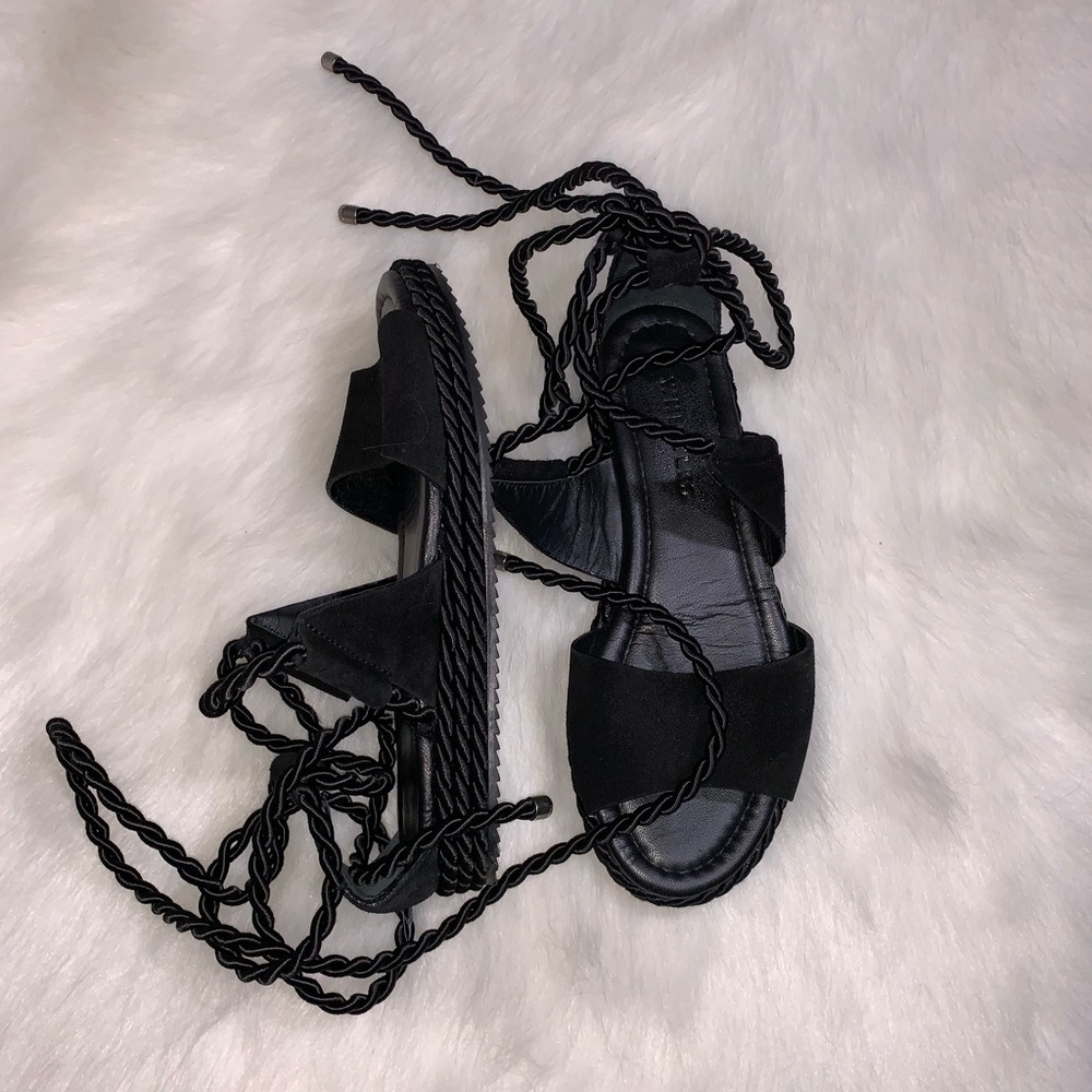 Whistles Mimosa Tie Ankle Sandals Black